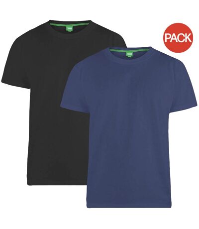 Duke Mens Fenton Kingsize D555 Round Neck T-shirts (Pack Of 2) (Black/Navy) - UTDC209