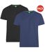 Duke Mens Fenton Kingsize D555 Round Neck T-shirts (Pack Of 2) (Black/Navy) - UTDC209