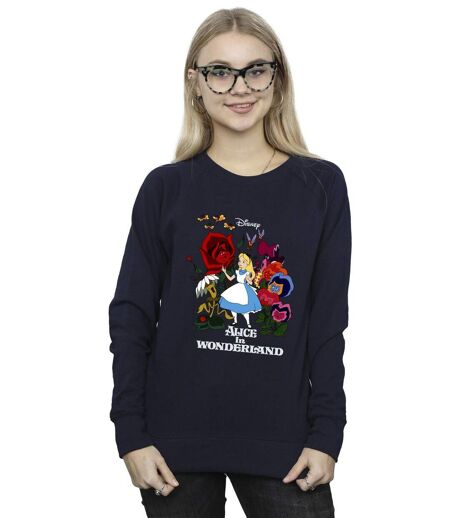 Disney - Sweat ALICE IN WONDERLAND FLOWERS - Femme (Bleu marine) - UTBI5653