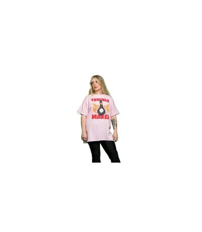 T-shirt Motif Feathers Mcgraw Trouble Maker Adulte Rose Clair Wallace And Gromit