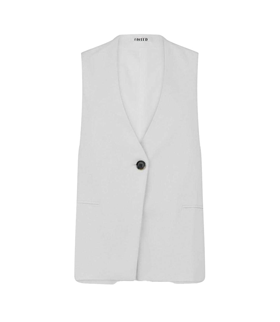 Womens/ladies Cotton Linen Waistcoat Optic White Edited-2