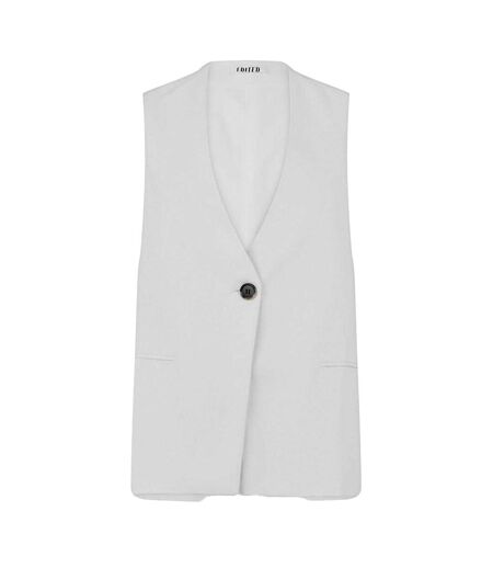Womens/ladies Cotton Linen Waistcoat Optic White Edited
