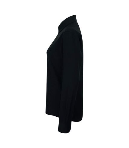 Henbury Womens/Ladies Wicking Anti-bacterial Long Sleeve Work Shirt (Black) - UTRW2697