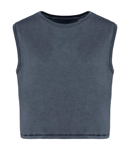T-shirt crop sans manches écoresponsable - Femme - PAT342 - gris minéral
