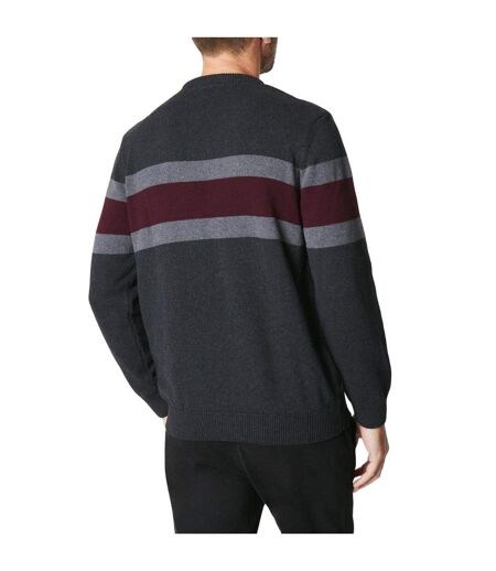 Mens premium chest stripe sweater dark grey Maine