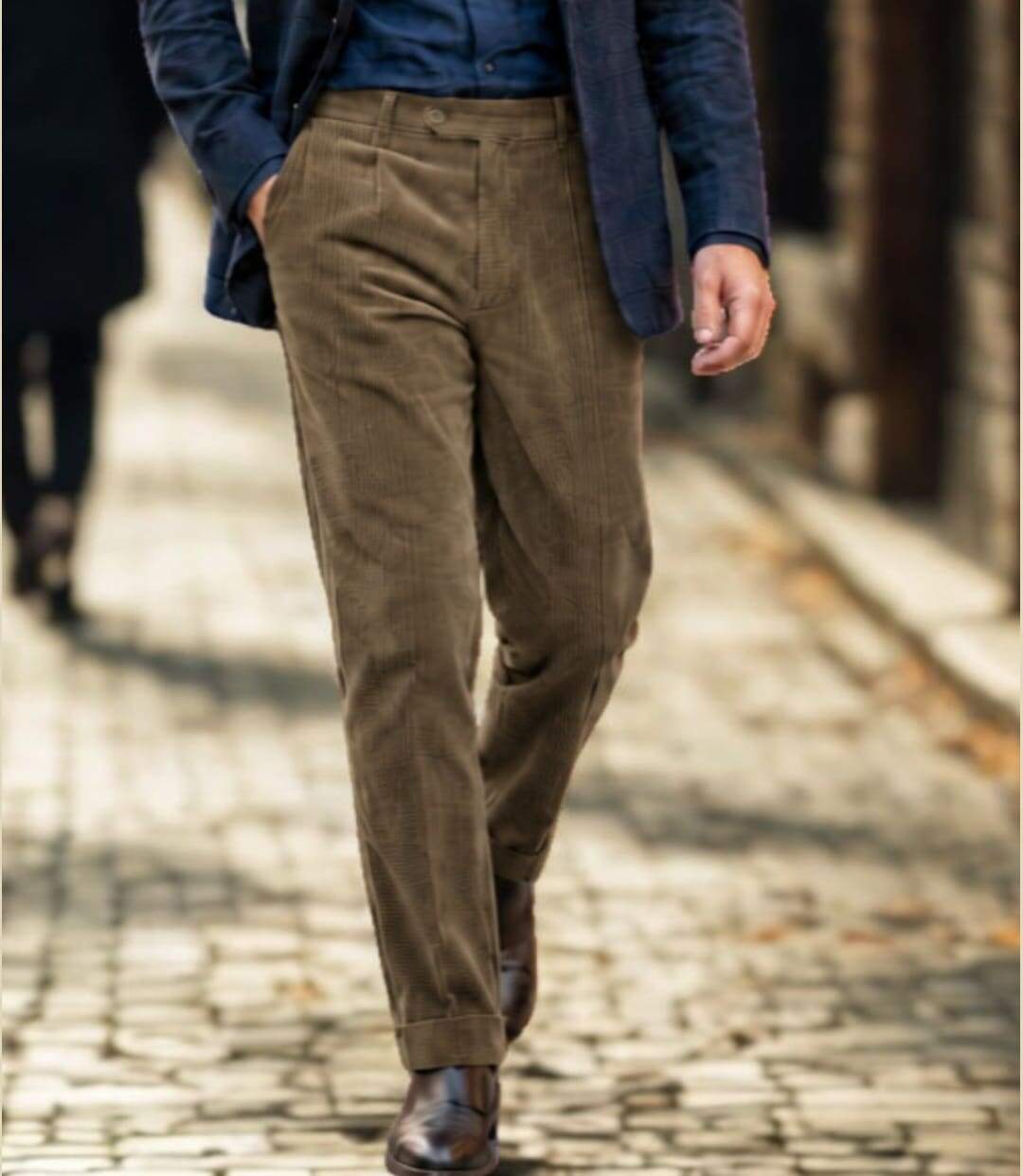 MAYFLOWER D373 — Pantalon velours extensible chamois : confort stretch et taille haute-1