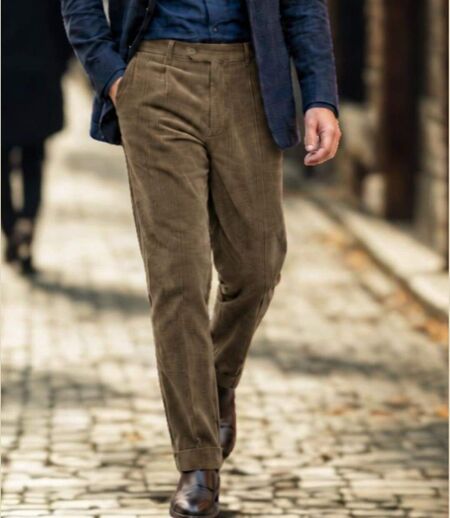 MAYFLOWER D373 — Pantalon velours extensible chamois : confort stretch et taille haute