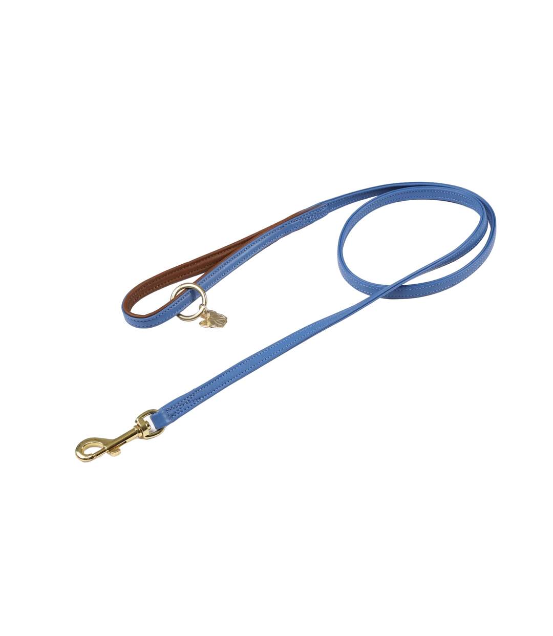 Leather padded dog lead 110cm x 1.5cm royal blue Digby & Fox-1