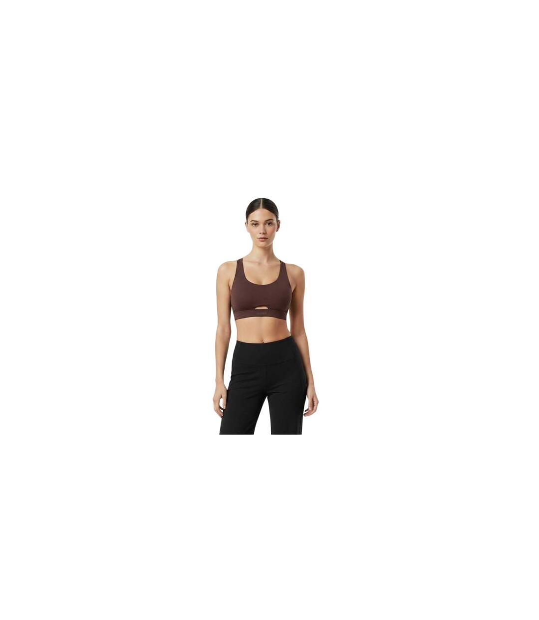 Womens/ladies Pro Twisted Sports Bra Espresso USA-1