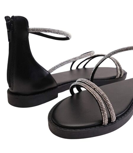 Sandales Motif/style Brillant Gladiator Femme Noir Where´s That From