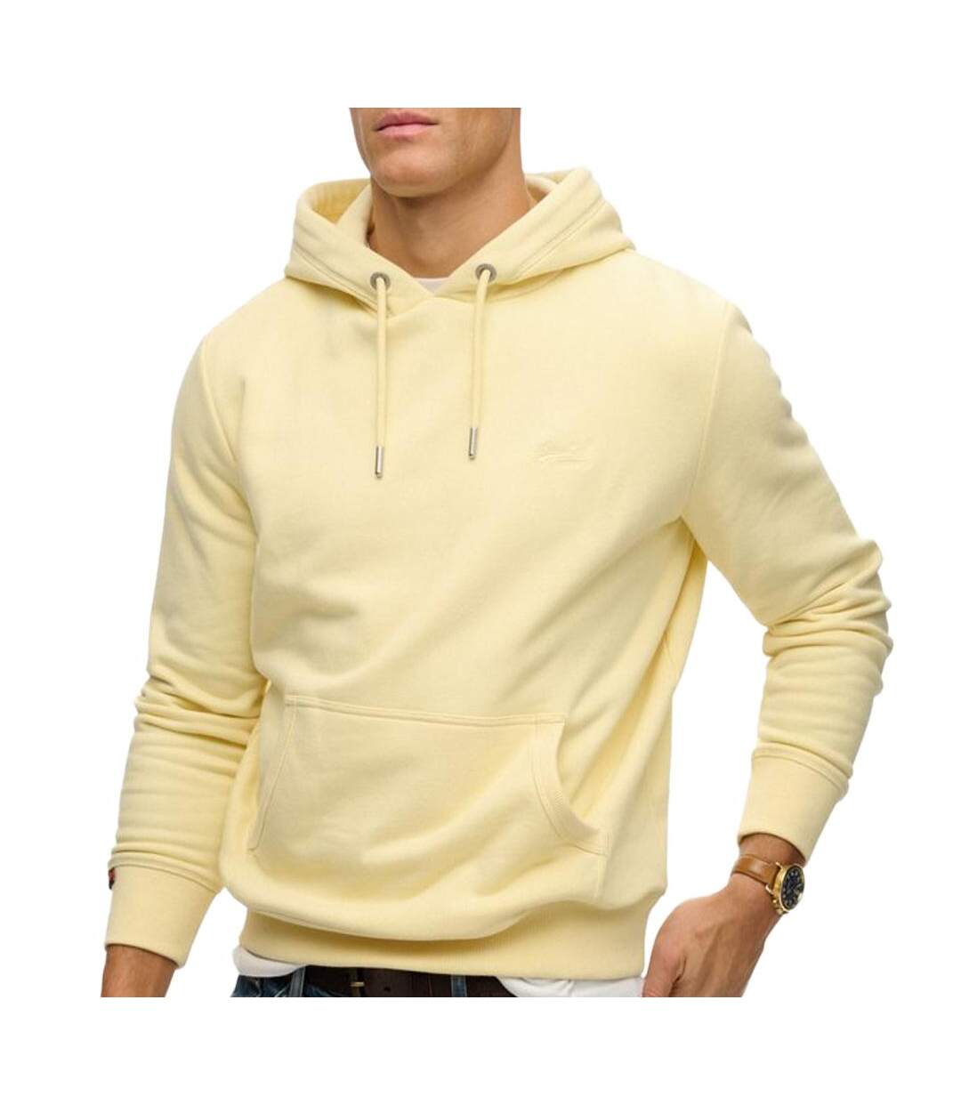 Sweat jaune homme superdry essential logo-1