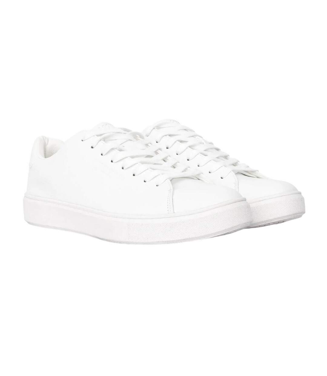 Mens kremes leather-look pu trainers white Duck and Cover-1