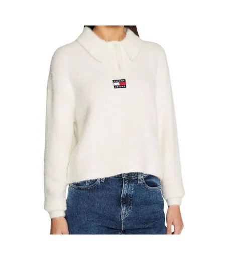 Sweat Motif/style Uni Femme Écru Tommy Jeans
