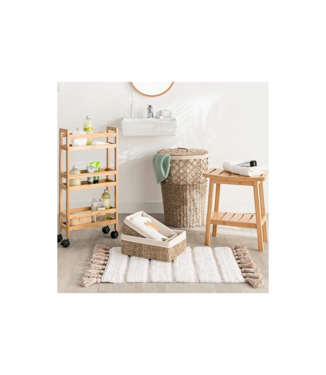 Tapis Salle de Bain Pompons 50x75cm Taupe-5