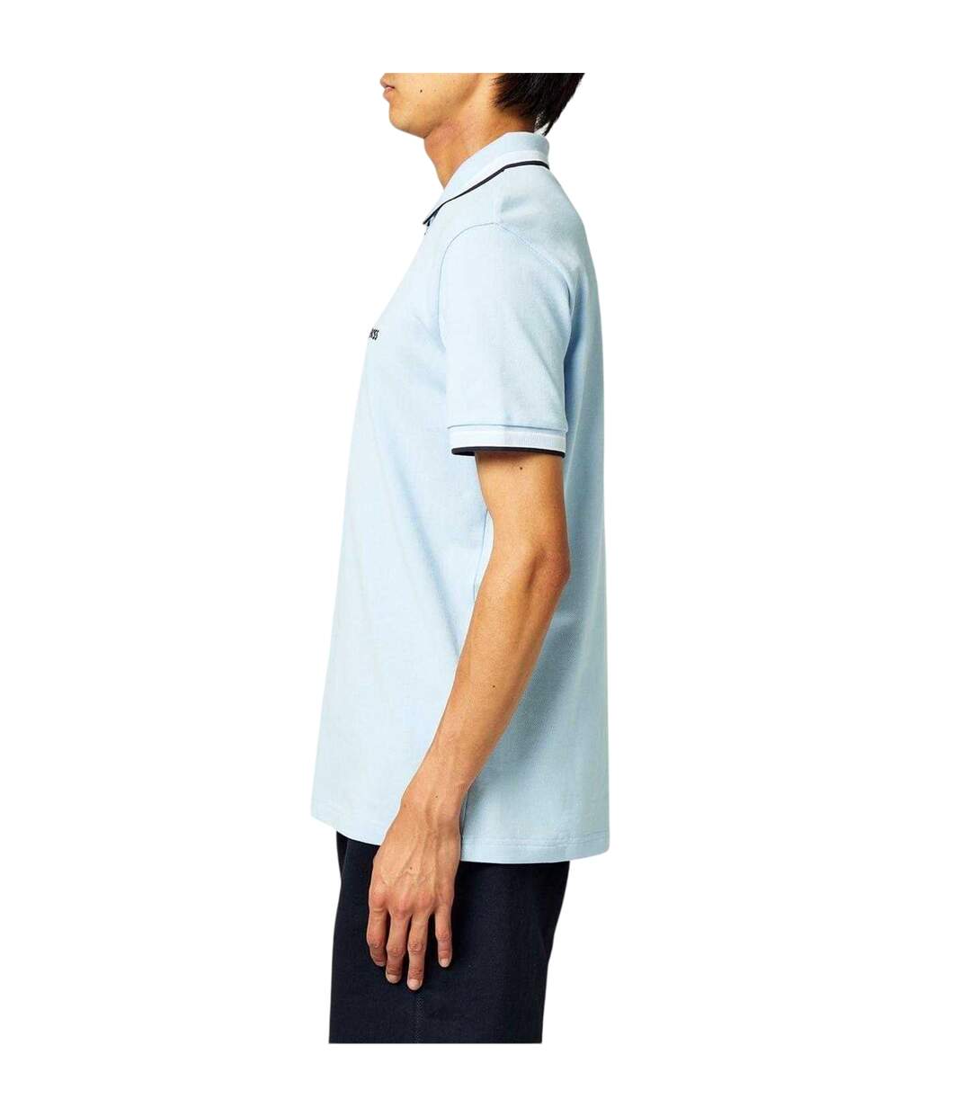Polo Motif/style Rayure Contrastée Sur Bord Paddy Homme Bleu Pastel Boss-3