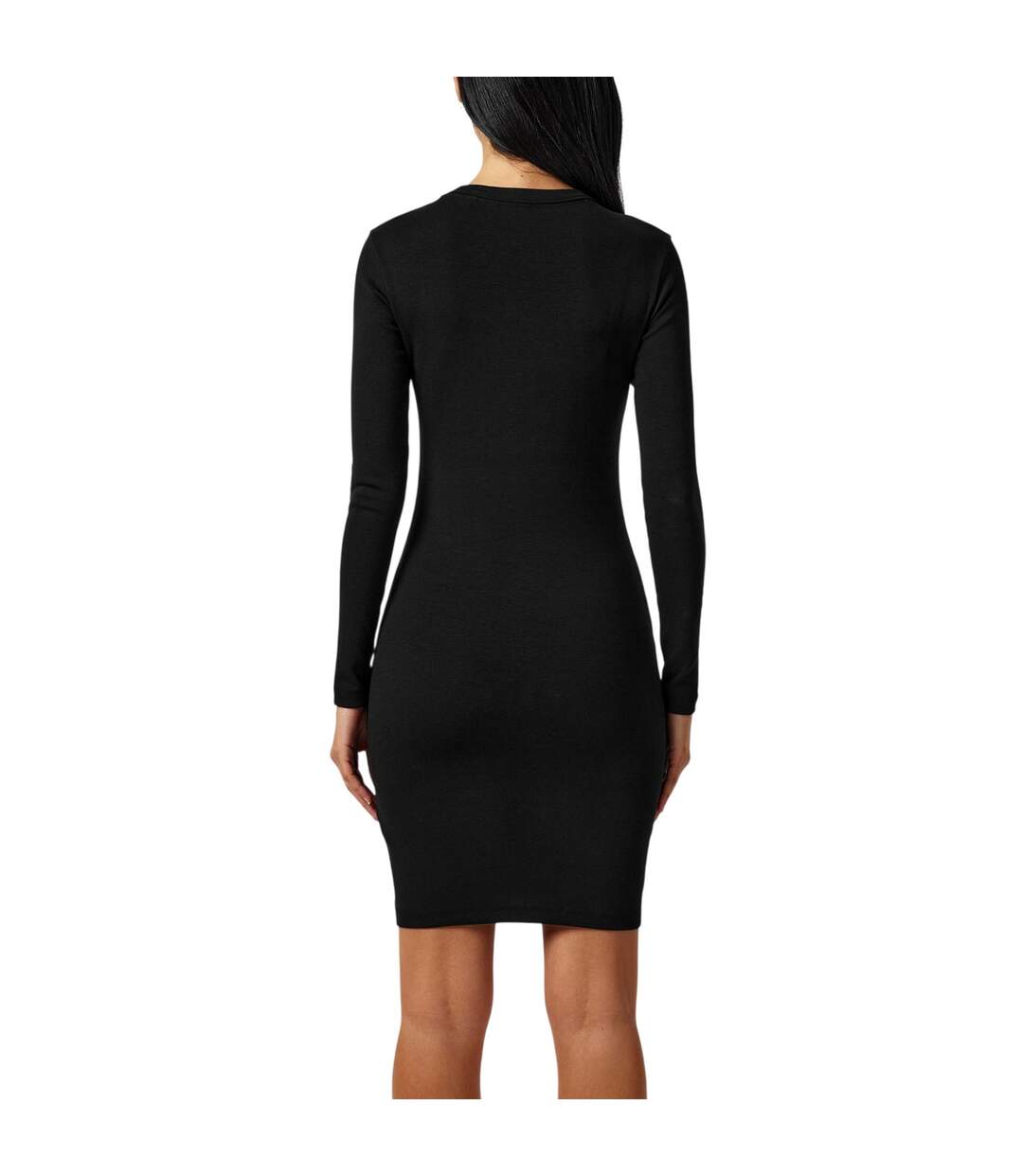 Womens/ladies Crew Neck Long-sleeved Bodycon Dress Black Hugo-4