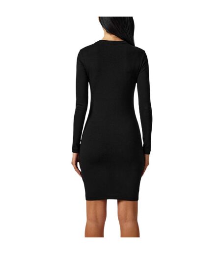 Womens/ladies Crew Neck Long-sleeved Bodycon Dress Black Hugo