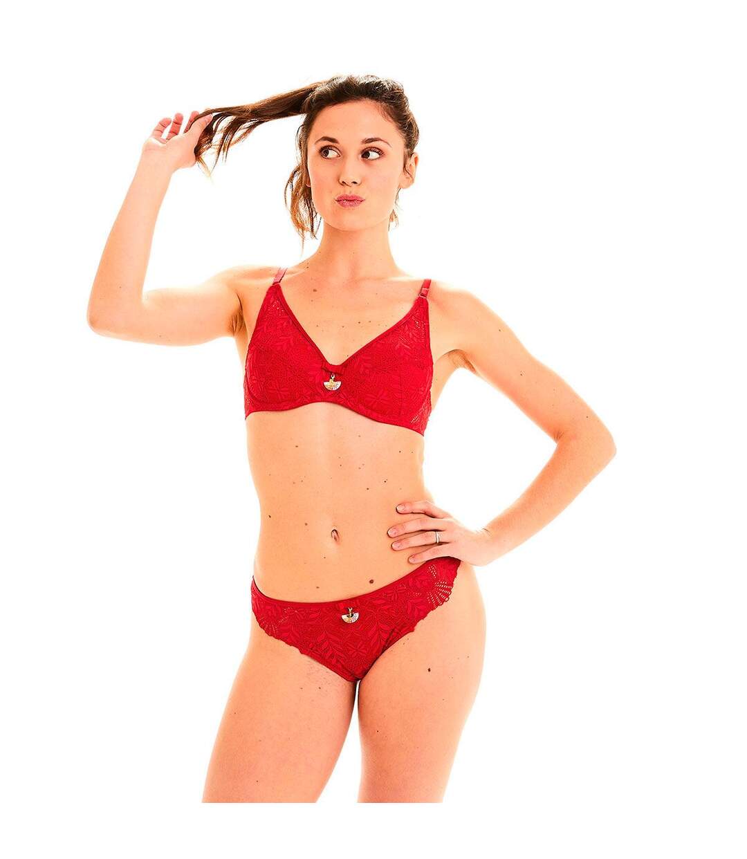 Soutien-gorge ampliforme coque moulée rouge Pile ou face-3