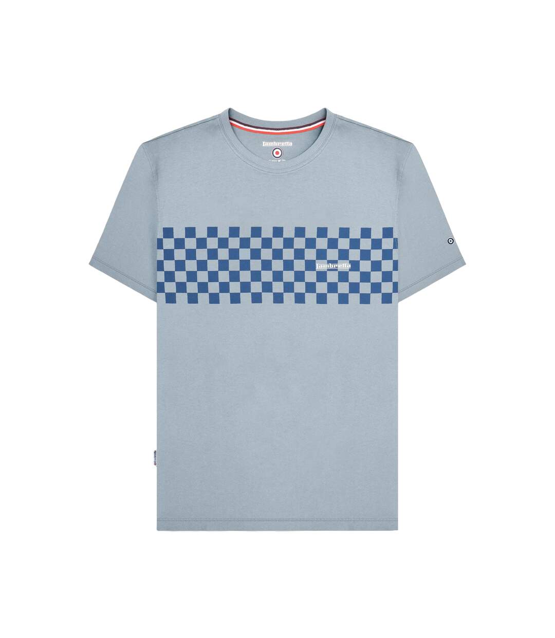 Mens Aw24 Two Tone Panelled T-shirt Dusky Blue Dark Blue Lambretta-2