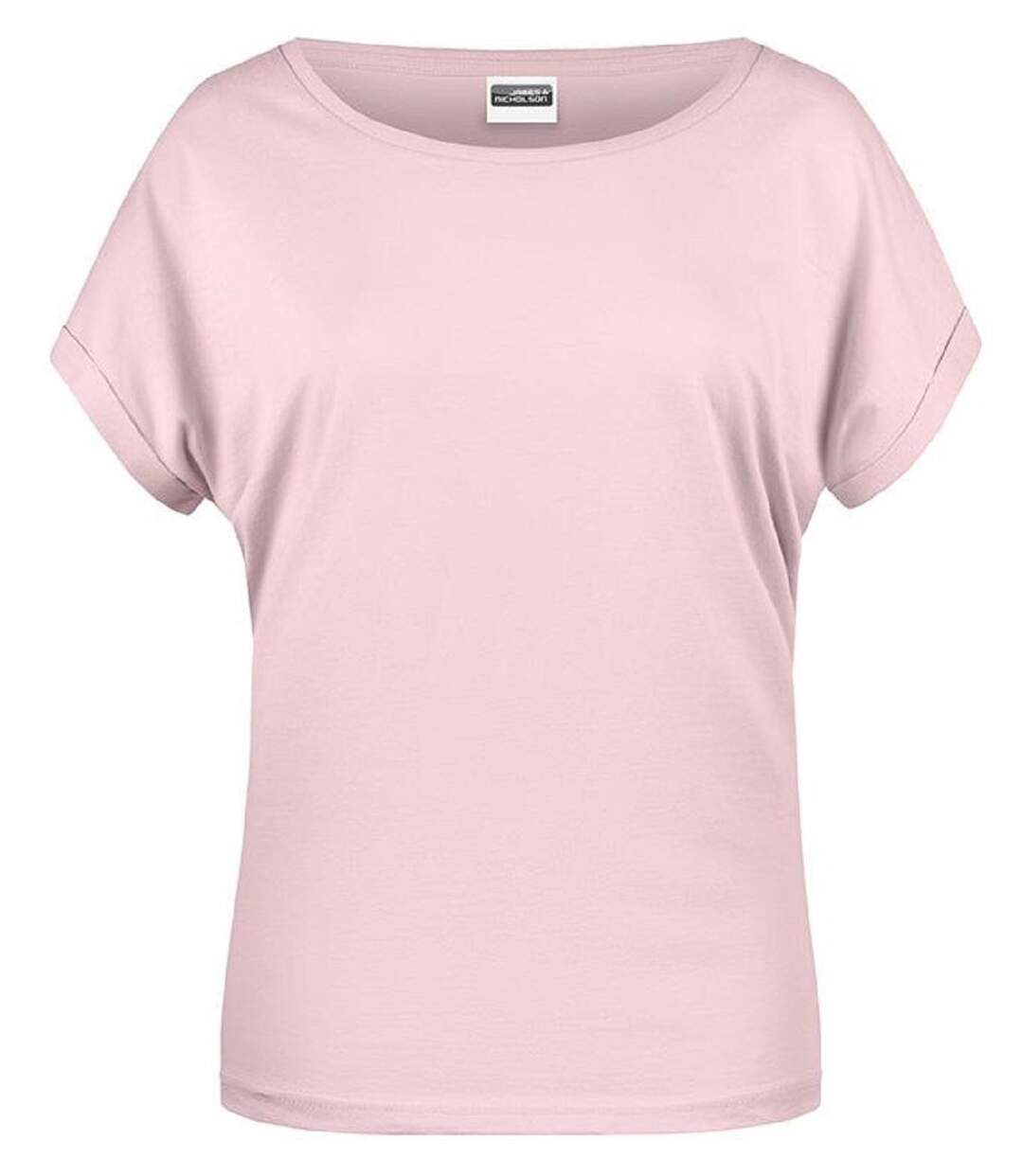 T-shirt BIO col bateau - Femme - 8005 - rose pastel-1