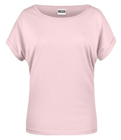 T-shirt BIO col bateau - Femme - 8005 - rose pastel