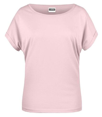 T-shirt BIO col bateau - Femme - 8005 - rose pastel