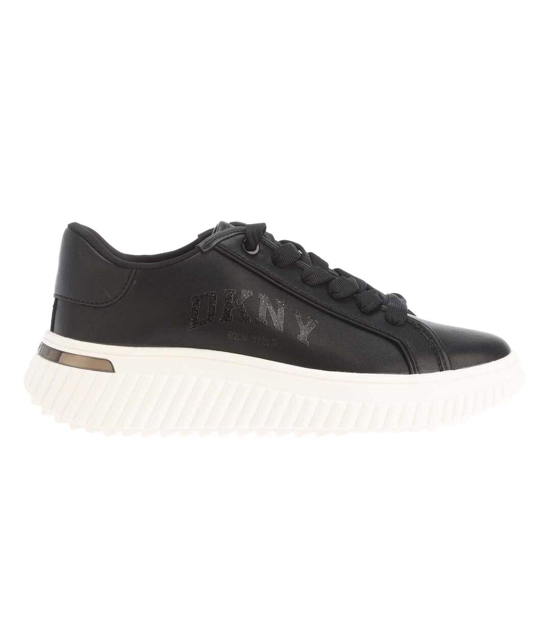 Womens/ladies Larissa Leather Lace Up Trainers Black DKNY-3