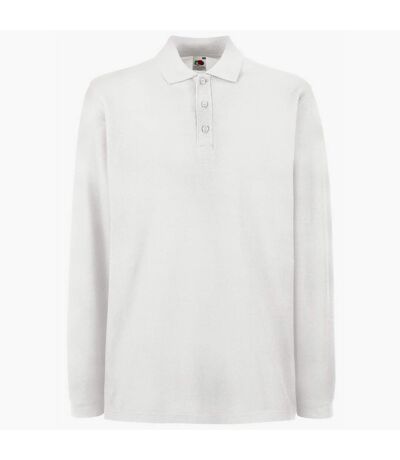 Fruit Of The Loom Mens Premium Long Sleeve Polo Shirt (White)