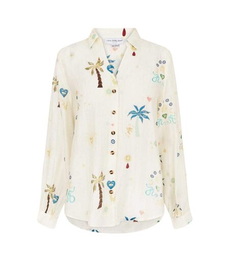 Chemise Manches Longues Motif/style Imprimé Palmier Femme Crème Never Fully Dressed