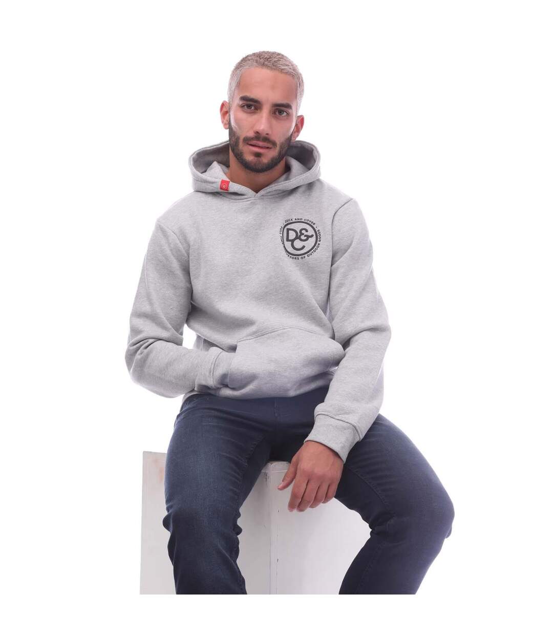 Mens Macksony Graphic Hoodie Grey Marl Duck And Cover-1