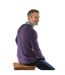 Mens Cable Knit Cashmere Merino Crew Neck Jumper Purple WoolOvers-2