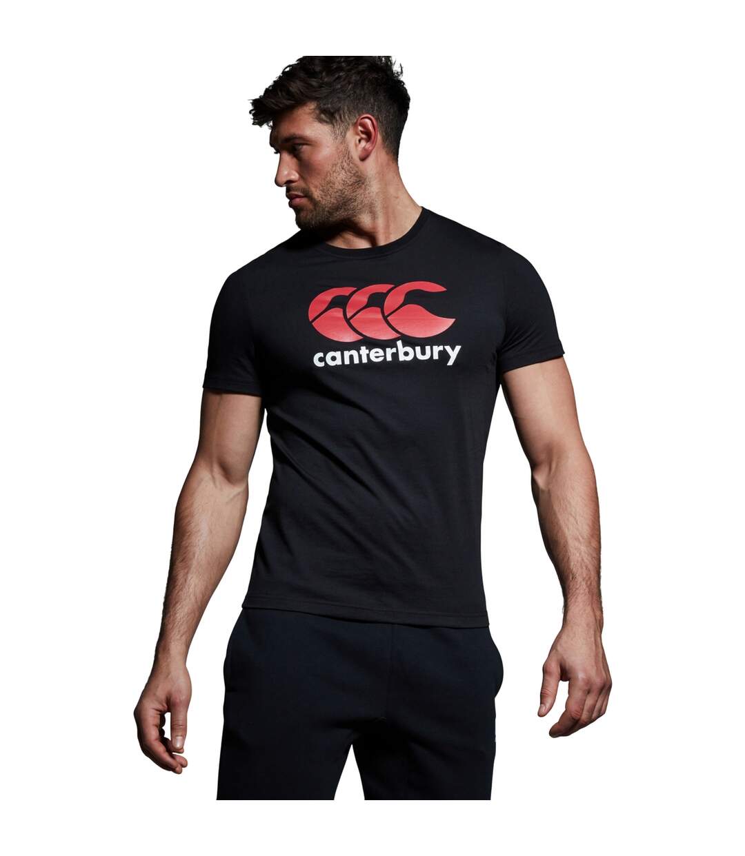 Mens Logo Cotton Blend T-shirt Black Canterbury-1