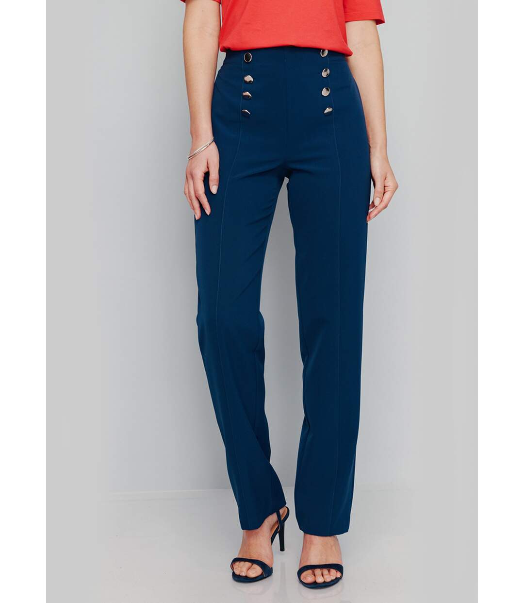 Pantalon effet pont en tissu extensible-1