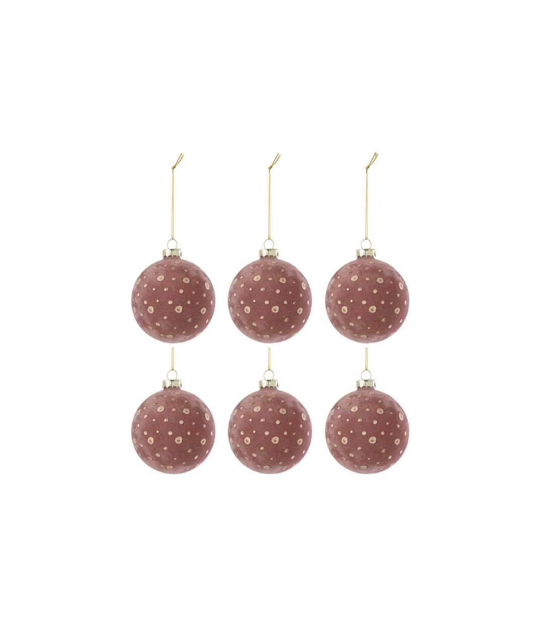 Lot de 6 Boules de Noël Velours Ely 8cm Rose-1