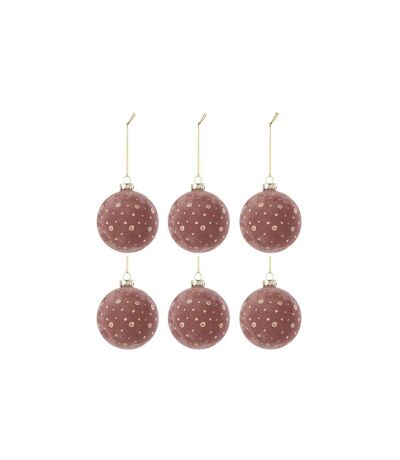 Lot de 6 Boules de Noël Velours Ely 8cm Rose