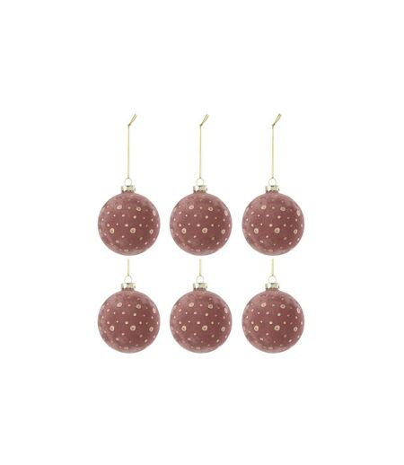 Lot de 6 Boules de Noël Velours Ely 8cm Rose