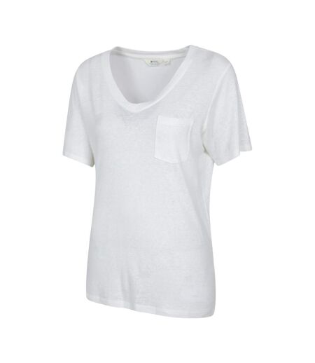 Womens/ladies Slub Linen Blend T-shirt Cream Mountain Warehouse