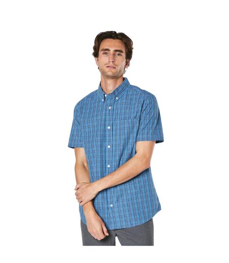 Mens berg check shirt blue Maine