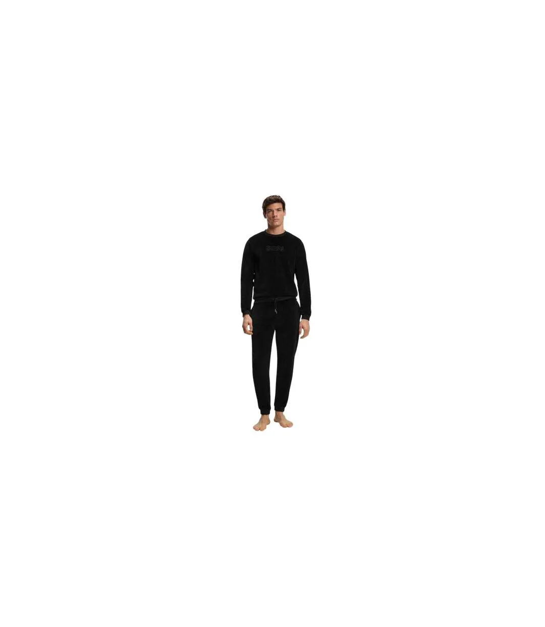 Mens Velour Embossed Joggers Black Hugo-1