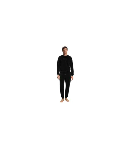 Mens Velour Embossed Joggers Black Hugo