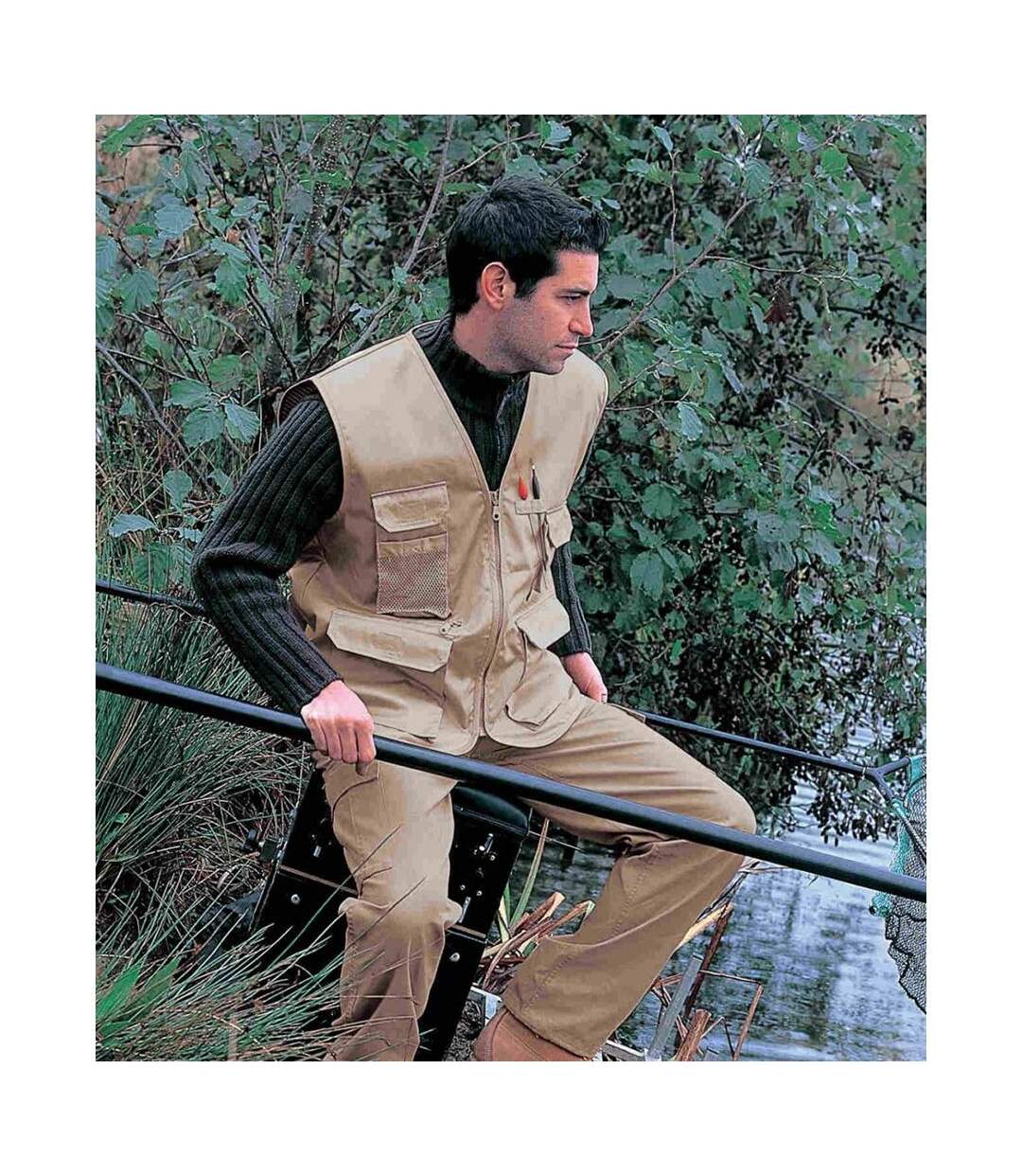 Mens Safari Waistcoat Jacket Camel Result-3