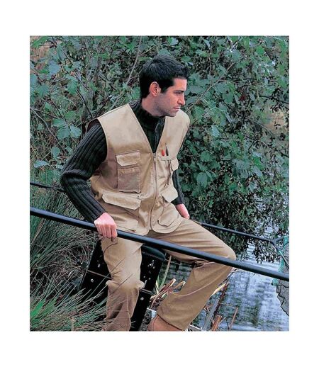 Mens Safari Waistcoat Jacket Camel Result