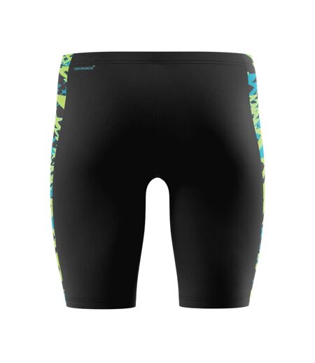 Mens Hyperboom Splice Patterned Mid Rise Jammer Shorts Black Speedo