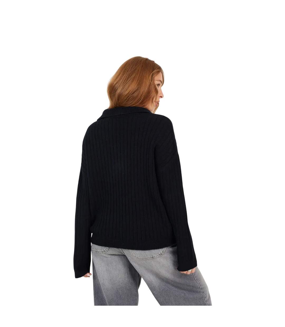 Pull Motif/style Côtelé Femme Noir Brave Soul-3