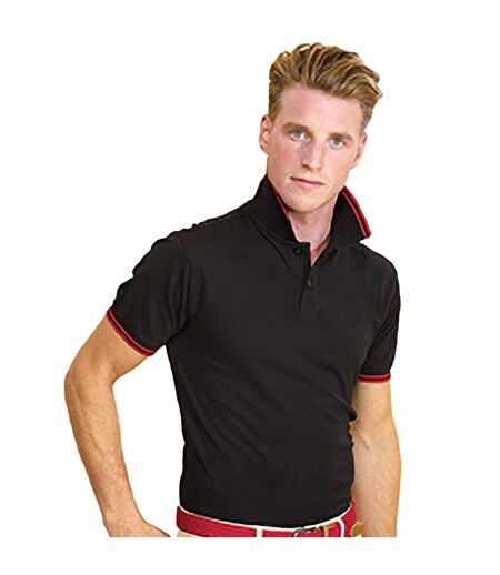 Asquith & Fox Mens Classic Fit Tipped Polo Shirt (Black/ Red)