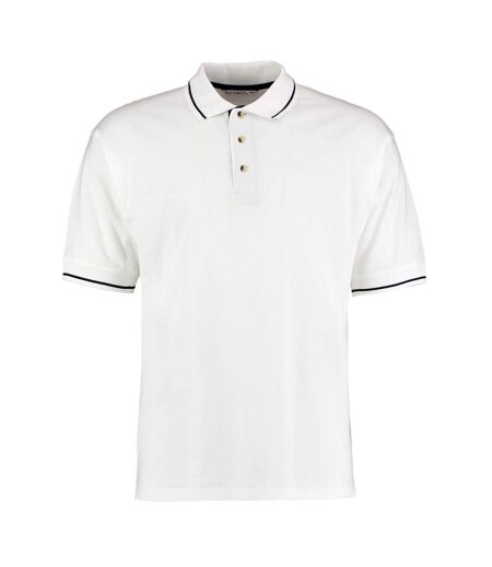 Mens st mellion classic polo shirt white/navy Kustom Kit