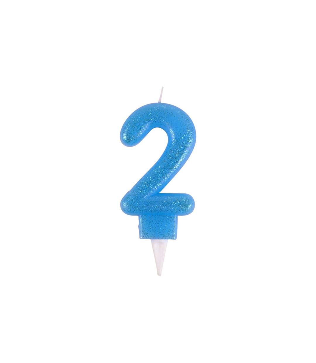 Bougie d'Anniversaire Paillette Chiffre 2 7cm Bleu-1