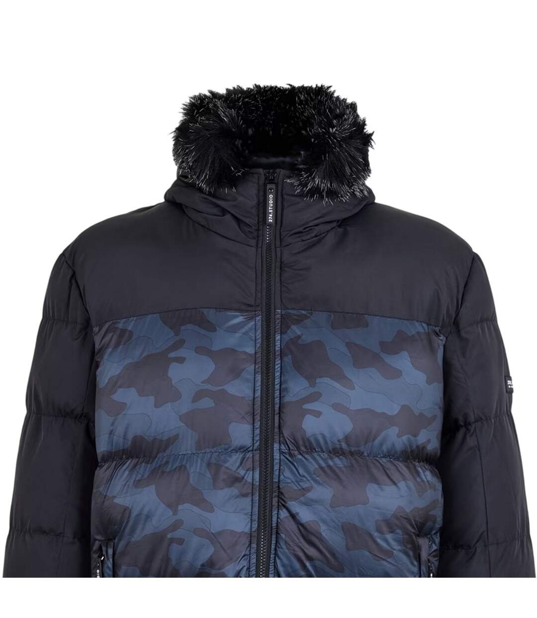 Mens Camouflage Puffer Jacket Black 274 Studio-3