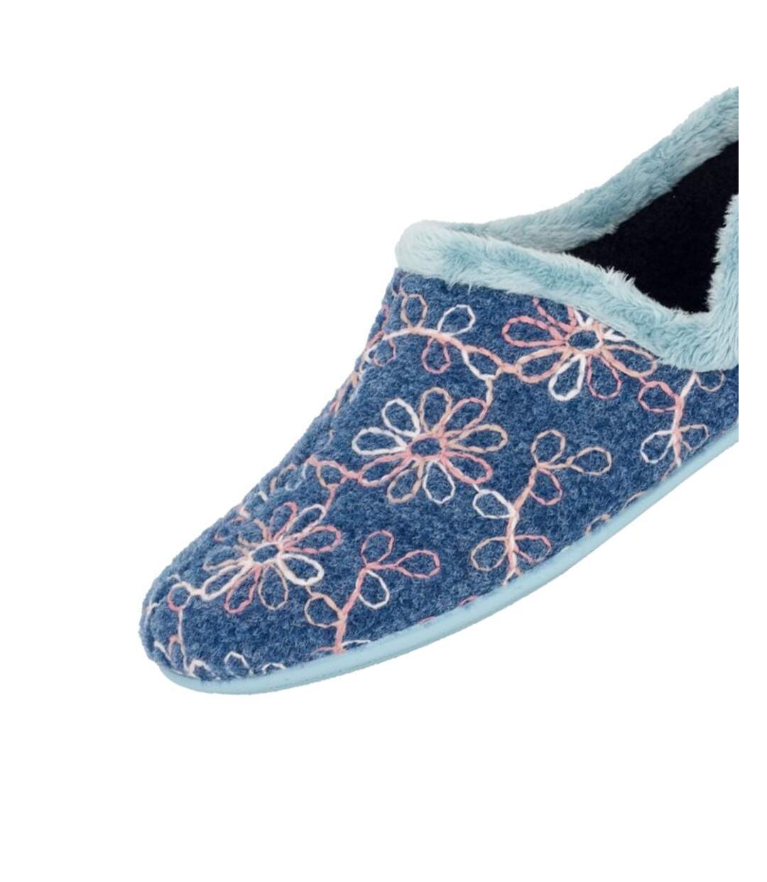 Chaussons Motif/style Fleur Sara Femme Bleu Sleepers-3