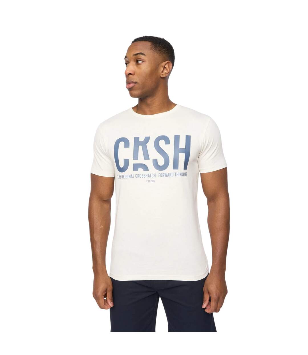 T-shirt Solari Homme Blanc Cassé Crosshatch-2